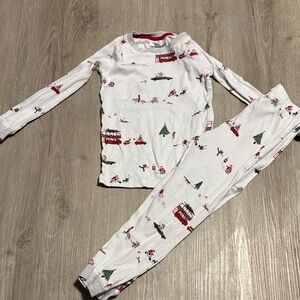 Kids Festive Pajama Set - White with Red and Green Accents 100% cotton